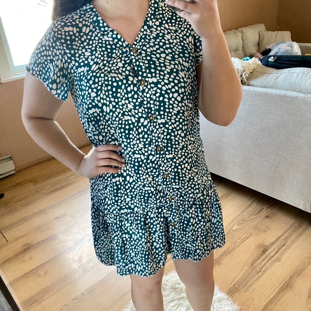 Green polka dot dress